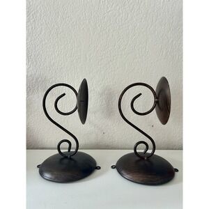 Vintage Set Candle Holders – Scroll Design, Rustic Bronze Finish Wall Mounted